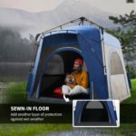 3 Person Pop Up Camping Tent Quick Setup Automatic Hydraulic Family Travel Tent w/ Windows Doors Carry Bag, Blue - Image 5
