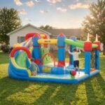6-in-1 Inflatable Water Slide with Splash Pool, Slide, Climbing Wall, Water Cannon, Inflatable Bounce House for Kids with 2 Min. Inflation and Air Blower - Image 14