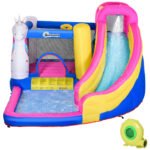 Inflatable Water Slide Bounce House with Trampoline, Climbing Wall, Water Cannon, Basketball Hoop, Splash Pool, 450W Blower, Unicorn Themed Bouncy House for Kids 3-8 Years Old - Image 16
