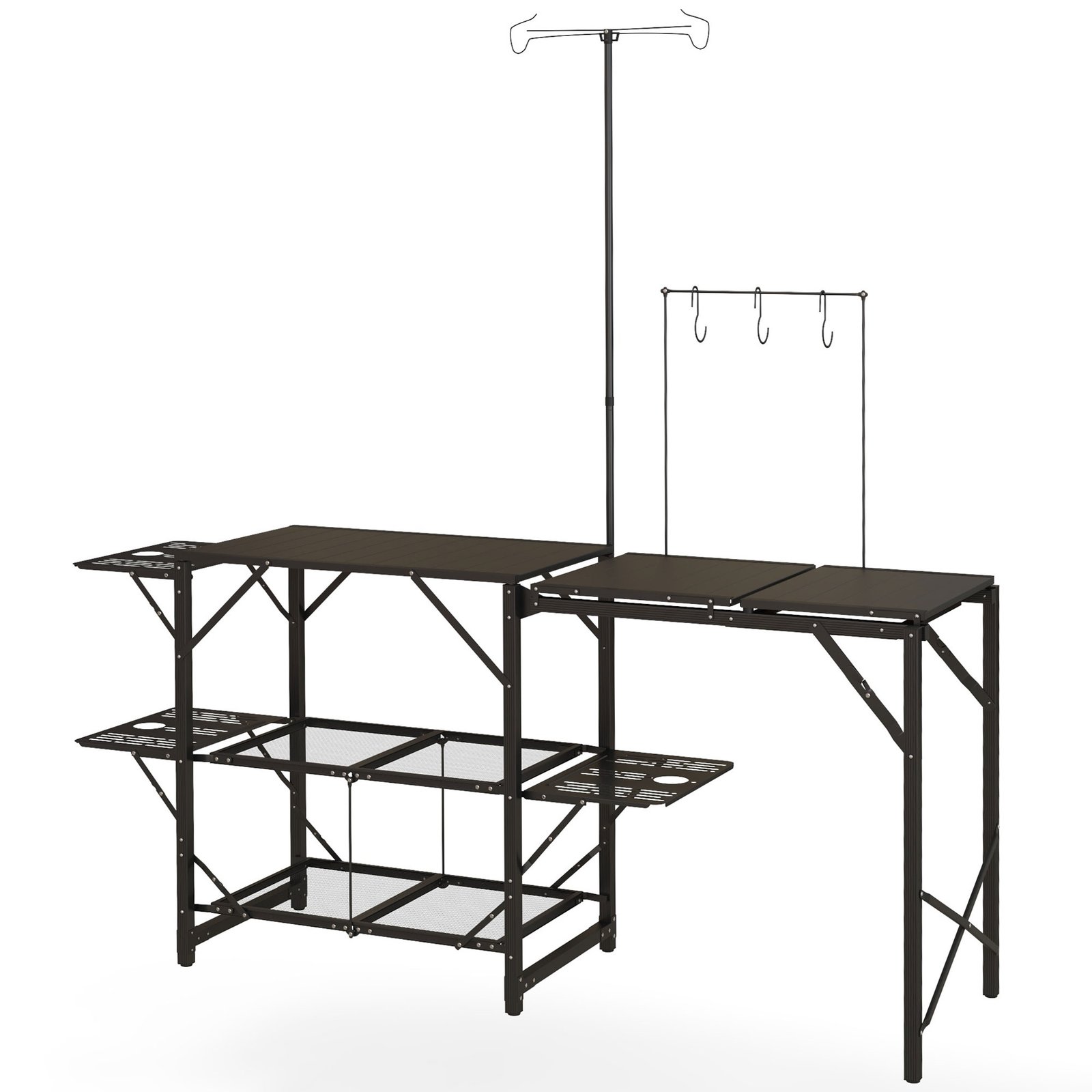 zSD28e18e7b105346.jpg Folding Camp Kitchen, Camping Table Cooking Station with Adjustable Lamp Stand - Image 1